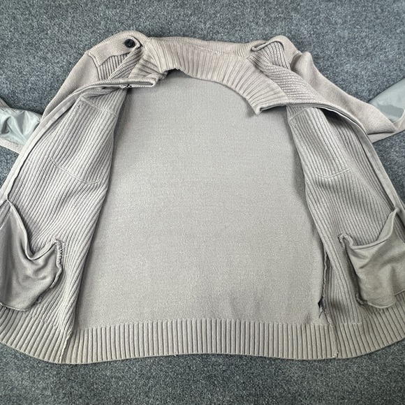 Kenneth Cole Reaction Sweater Jacket Mens M Zip Military Knit Elbow Patches - Picture 10 of 12